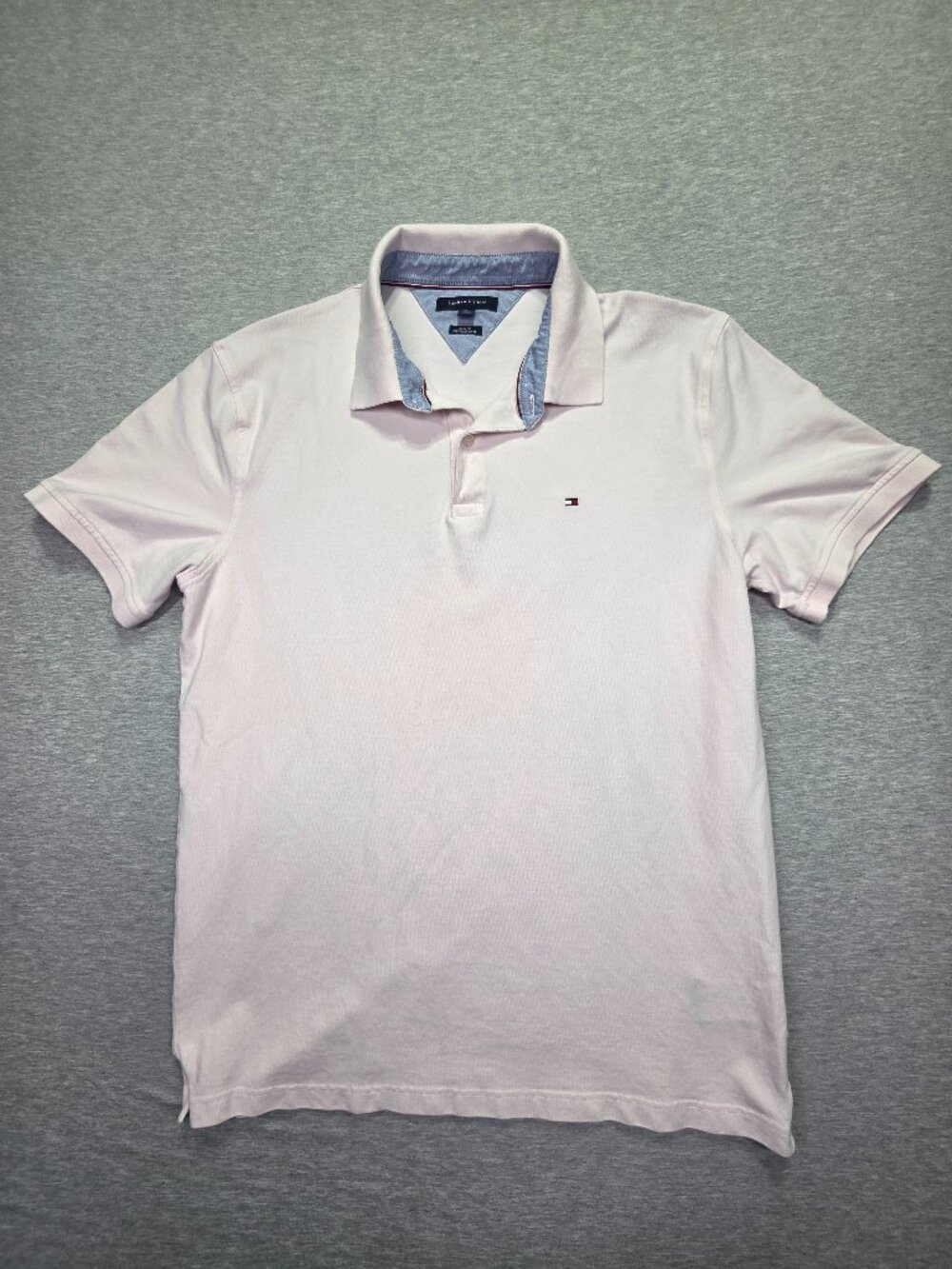 Tommy Hilfiger Men's Slim Fit Polo Shirt XXL Light Pink Short Sleeve Flag Logo
